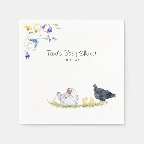 Charming Rustic Farmhouse  Chickens  Floral Napkins