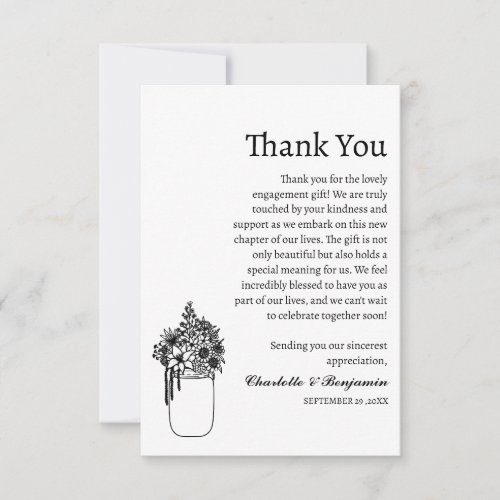 Charming Rustic Minimalist Engagement Gift Thank You Card