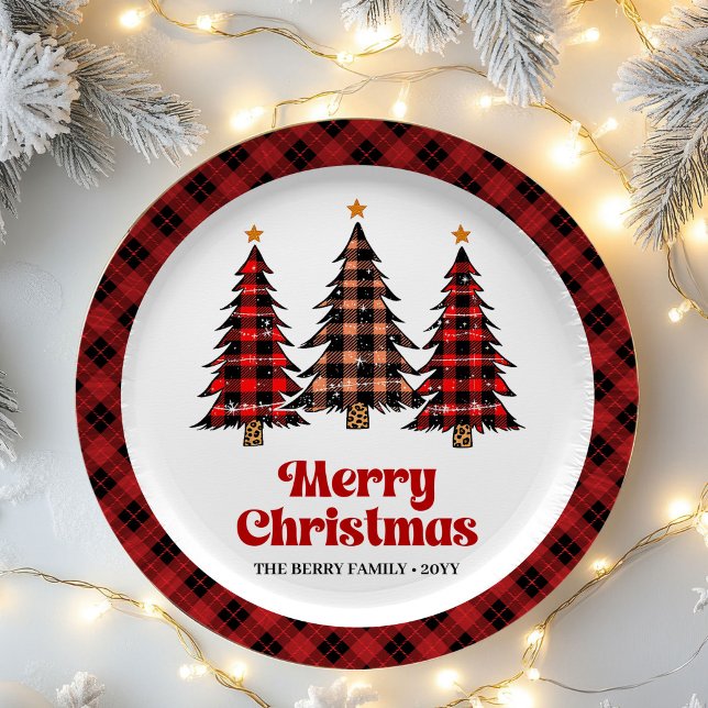 Charming Rustic Plaid Tree Christmas Paper Plates (Charming Rustic Plaid Tree Christmas Paper Plates)