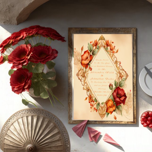 Charming Rustic Rose Floral Spanish Style Wedding  Invitation (Creator Uploaded)