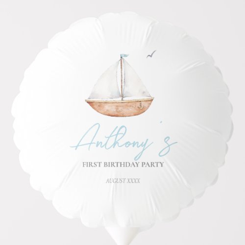 Charming Rustic Sailboat Birthday  Balloon