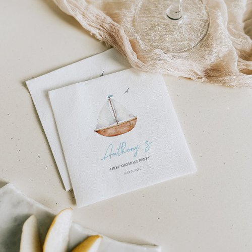 Charming Rustic Sailboat Birthday  Napkins