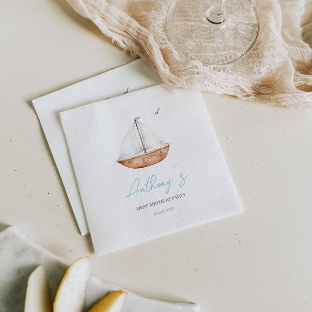 Charming Rustic Sailboat Birthday  Napkins (Creator Uploaded)