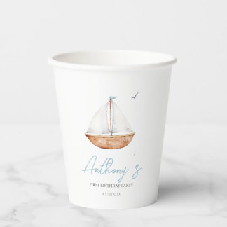 Charming Rustic Sailboat Birthday Paper Cups