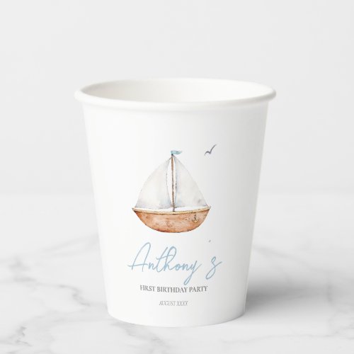 Charming Rustic Sailboat Birthday  Paper Cups