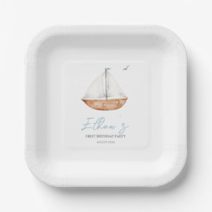 Charming Rustic Sailboat Birthday Paper Plates