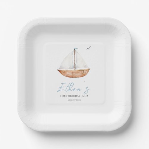 Charming Rustic Sailboat Birthday  Paper Plates