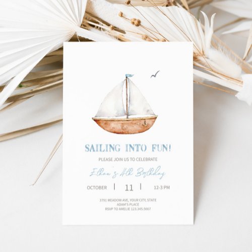 Charming Rustic Sailboat Birthday Party Invitation