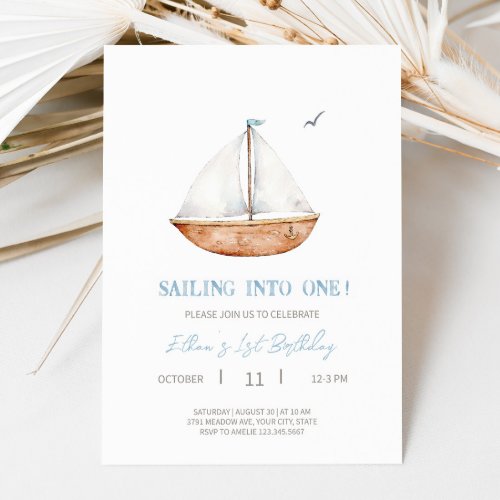 Charming Rustic Sailboat Birthday Party Invitation