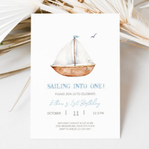 Charming Rustic Sailboat Birthday Party Invitation