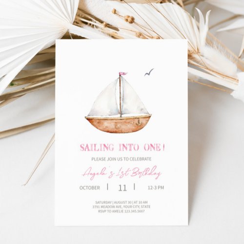 Charming Rustic Sailboat Birthday Party Invitation