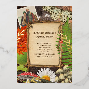 Charming Rustic Woodland Nature Inspired Foil Invitation