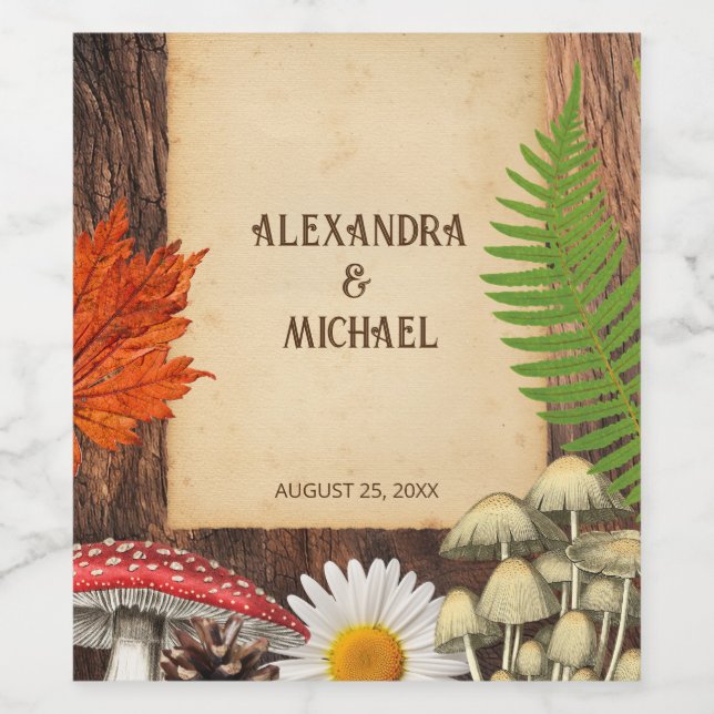Charming Rustic Woodland Nature Inspired Wine Label (Single Label)