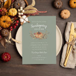 Charming Sage Autumn Pumpkin Thanksgiving Dinner Invitation<br><div class="desc">Customize all of the text for your fall celebration</div>