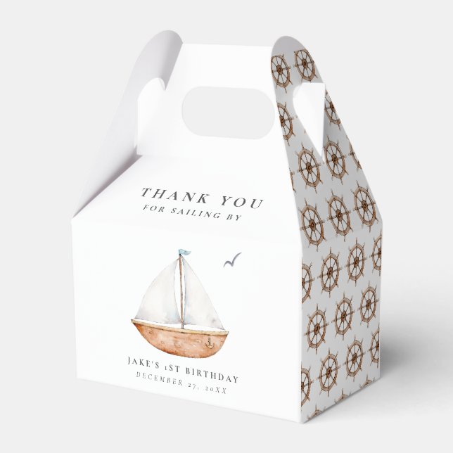Charming Sailboat Birthday Favor Boxes (Back Side)