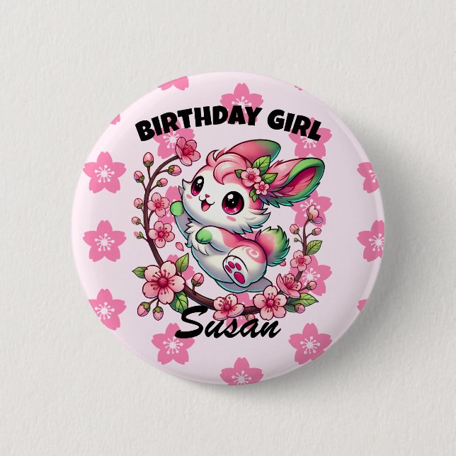 Charming Sakura Bunny Button (Front)