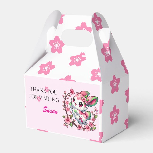 Charming Sakura Bunny Favor Boxes (Front Side)