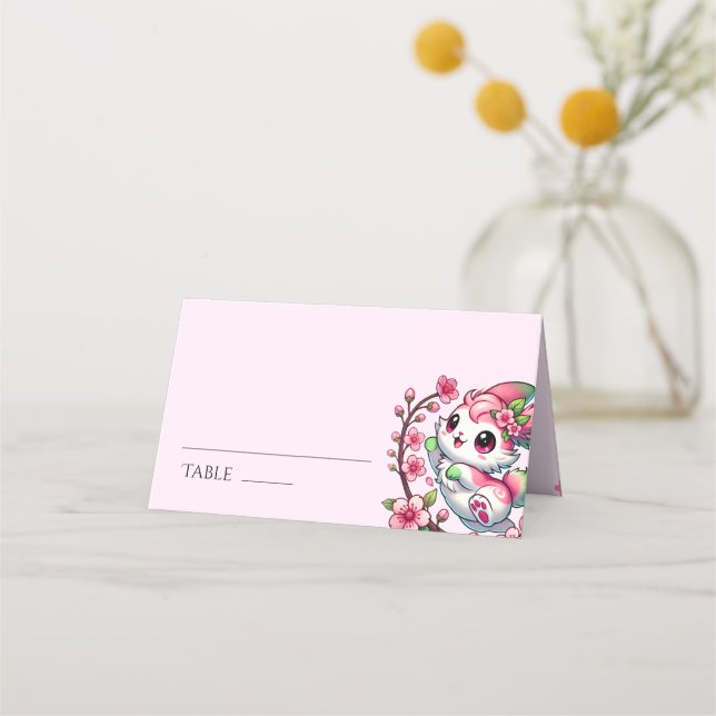 Charming Sakura Bunny Place Card (Front)