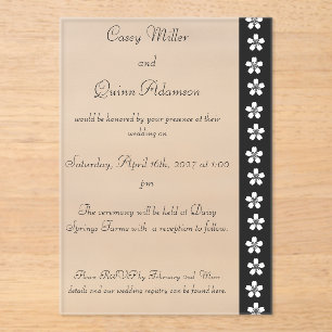 Charming Sakura in Black Acrylic Wedding Invitations