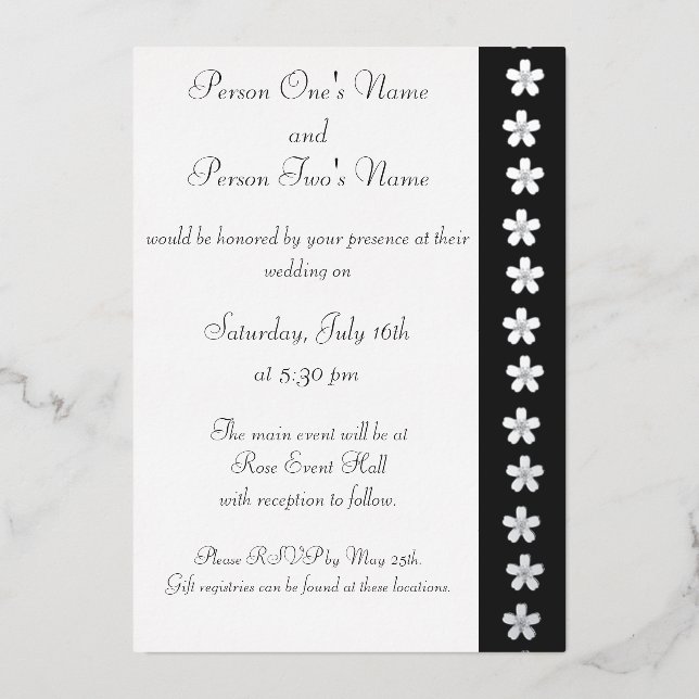 Charming Sakura in Black Foil Invitation (Front)
