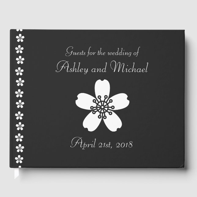 Charming Sakura in Black Guest Book (Front)