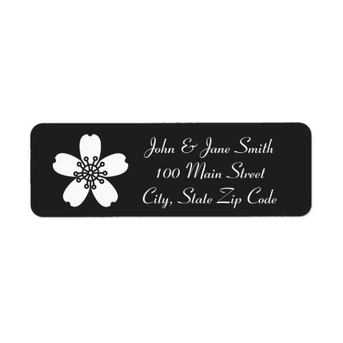 Charming Sakura in Black Return Address Label