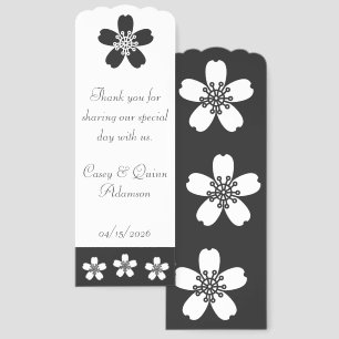 Charming Sakura in Black Wedding Favor Bookmarks