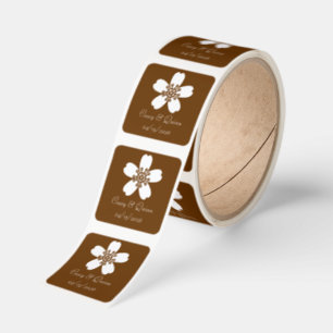 Charming Sakura in Chocolate Wedding Square Sticker