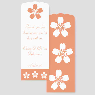 Charming Sakura in Coral Wedding Favor Bookmarks