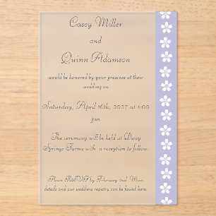 Charming Sakura in Lavender Acrylic Wedding Invitations