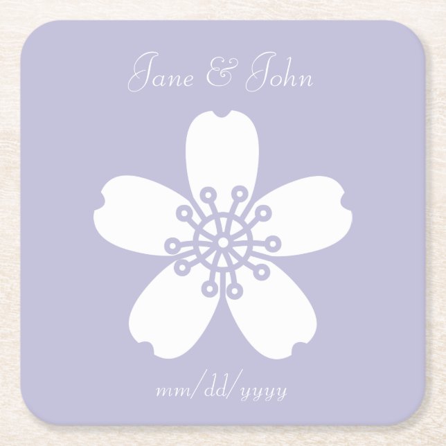 Charming Sakura in Lavender Paper Coaster (Front)