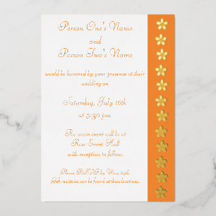 Charming Sakura in Orange Foil Invitation