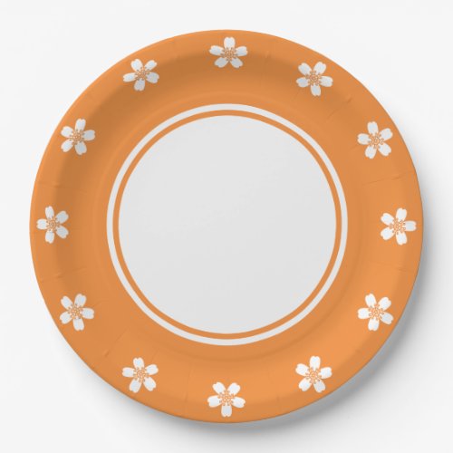 Charming Sakura in Orange Paper Plate