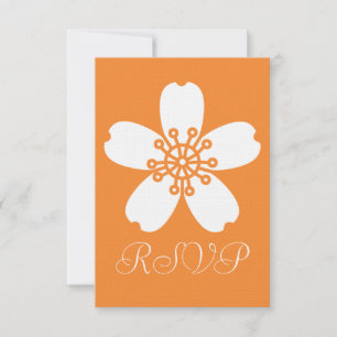 Charming Sakura in Orange RSVP Card