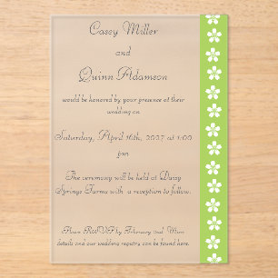 Charming Sakura in Peridot Acrylic Wedding Invitations