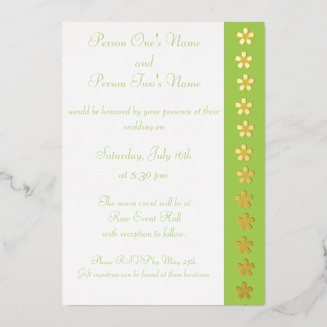 Charming Sakura in Peridot Foil Invitation (Front)