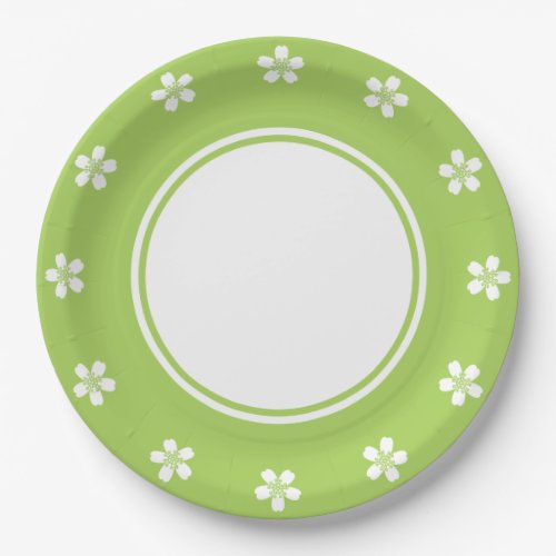 Charming Sakura in Peridot Paper Plate