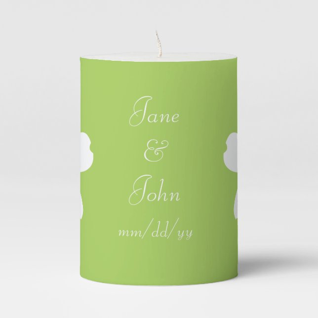 Charming Sakura in Peridot  Pillar Candle (Front)