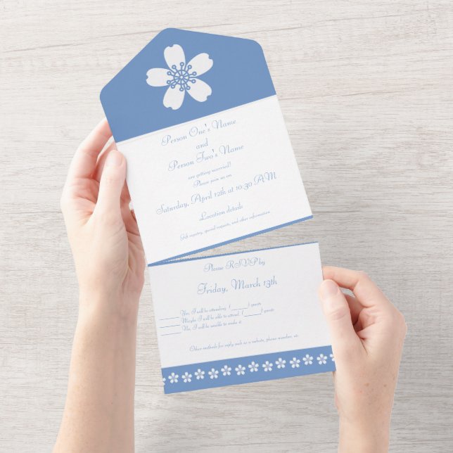 Charming Sakura in Periwinkle All In One Invitation (Tearaway)