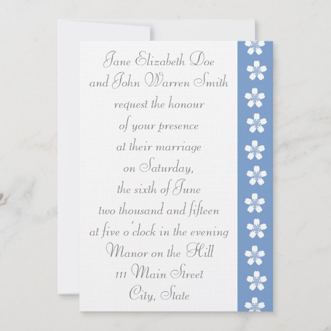 Charming Sakura in Periwinkle Wedding Invitation (Front)