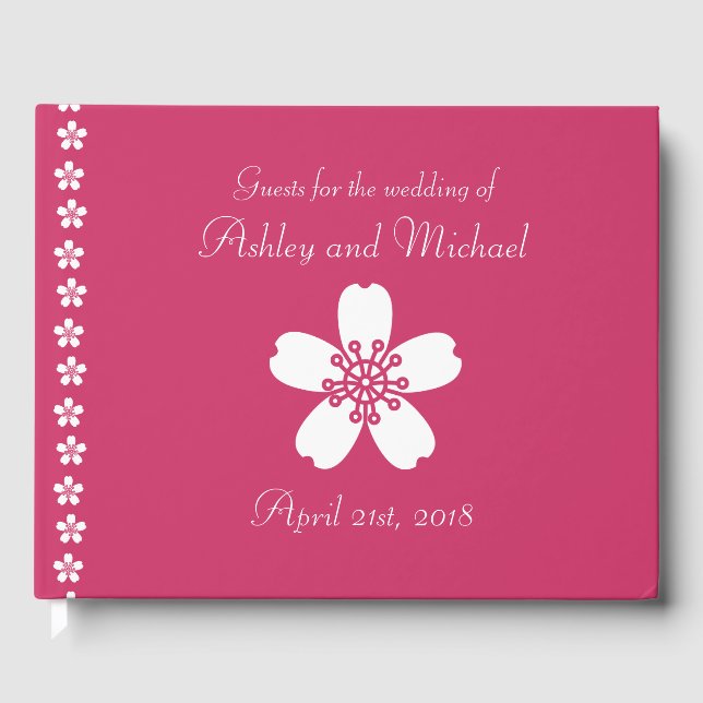 Charming Sakura in Raspberry Guest Book (Front)