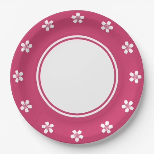 Charming Sakura in Raspberry Paper Plate