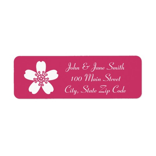 Charming Sakura in Raspberry Return Address Label