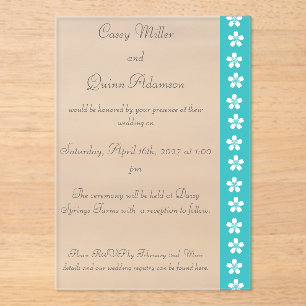 Charming Sakura in Turquoise Acrylic Wedding Invitations