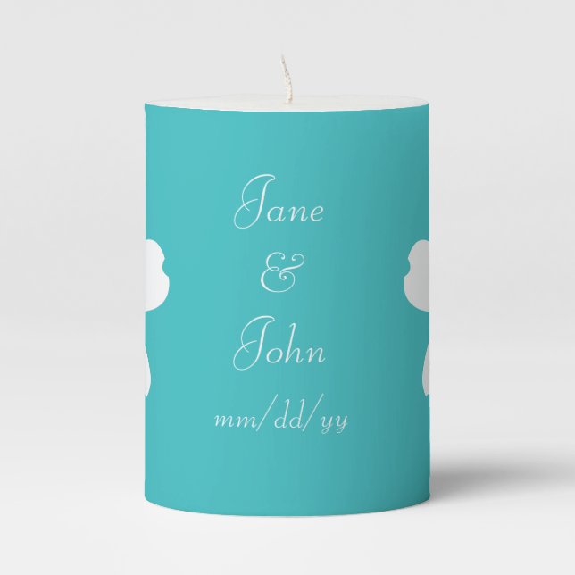 Charming Sakura in Turquoise  Pillar Candle (Front)