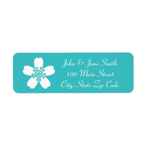 Charming Sakura in Turquoise Return Address Label