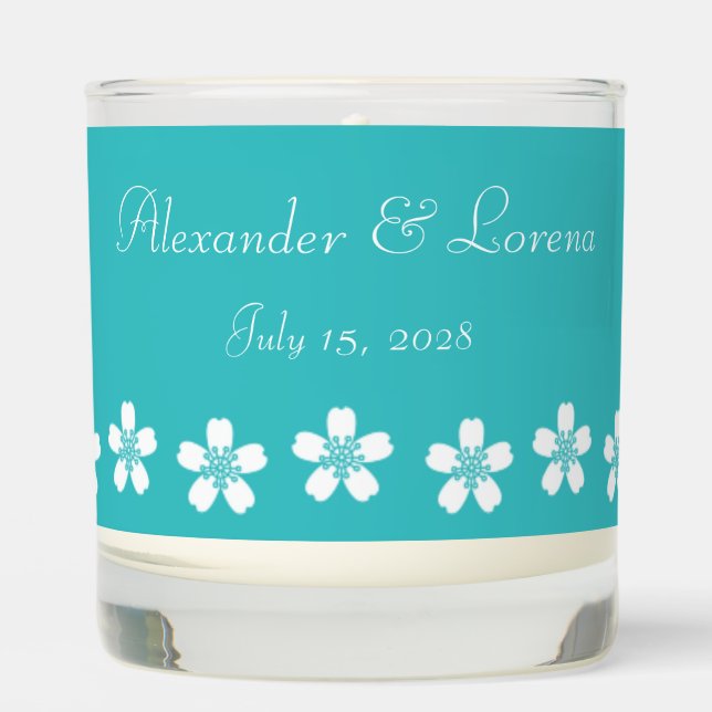 Charming Sakura in Turquoise Scented Candle (Front)
