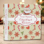 Charming Santa Claus Holiday•Custom 3 Ring Binder<br><div class="desc">•Seamless pattern Christmas graphics on a tan polka-dot background. •Graphics include: ••Santa Claus with white beard, red suit and red cap. ••Red snowflakes outlined in white. ••Green holly leaves with red berries. ••Pink and red candy canes. ••Red hearts with tiny pink stars. ••Long red, green and white Xmas stockings. ••And...</div>