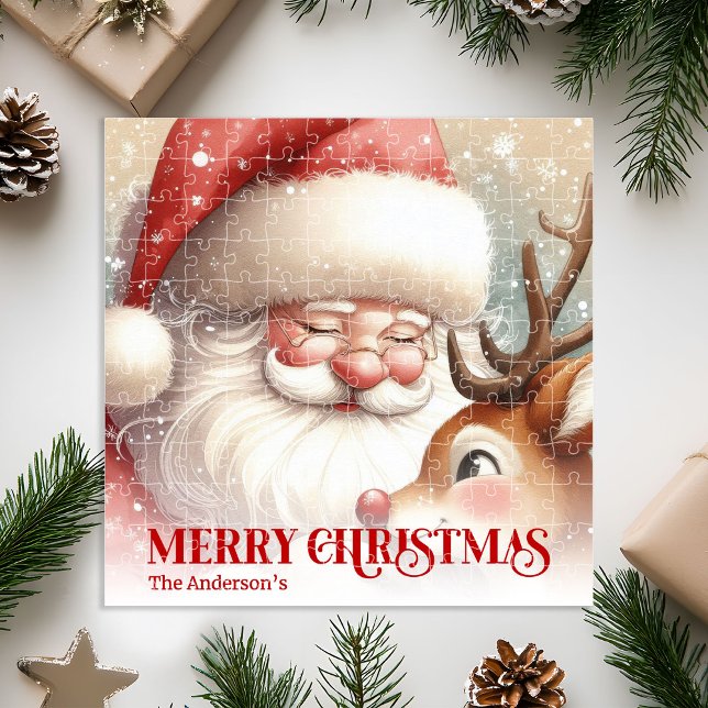 Charming Santa Claus Rudolph Personalized Kids  Jigsaw Puzzle (Charming Santa Claus Rudolph Personalized Kids Gift Puzzle

)