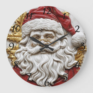 Charming Santa sculpture embodies Christmas Large Clock